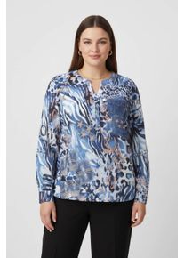 sheego Gro&szlig;e Gr&ouml;&szlig;en Druckbluse im Mustermix, ecru-mittelblau-bedruckt, Gr&ouml;&szlig;e 48 - Damen