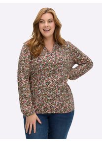 sheego Große Größen Print-Shirt mit Rüschen, grapefruit-oliv-bedruckt, Größe 48 - Damen