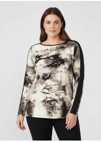 sheego Gro&szlig;e Gr&ouml;&szlig;en Langarmshirt mit U-Boot-Ausschnitt, sand-schwarz-bedruckt, Gr&ouml;&szlig;e 46 - Damen