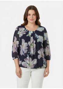 sheego Gro&szlig;e Gr&ouml;&szlig;en Schlupfbluse in Georgette-Qualit&auml;t, marine-kalkmint-bedruckt, Gr&ouml;&szlig;e 42 - Damen