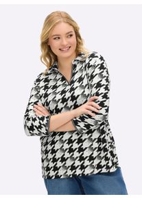 sheego Große Größen Poloshirt mit 3/4-Ärmeln, schwarz-ecru-bedruckt, Größe 50 - Damen