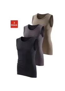 H.I.S. Muscleshirt H.I.S, Damen, Gr. 7, gr&uuml;n (oliv, schwarz, anthrazit), Feinripp, Obermaterial: 100% Baumwolle, unifarben, Basic, figurbetont normal, Rundhals, eingefasste Kante, Shirts, aus weicher Feinripp-Qualit&auml;t