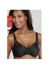 Minimizer-BH Petite Fleur, Damen, Gr. 90, Cup D, schwarz (schwarz, wei&szlig;), Spitze, Obermaterial: 90% Polyamid, 10% Elasthan, BHs Dekollet&eacute;-Former BH Minimizer-BH BH-Set Unterw&auml;sche B&uuml;gel-BH, mit B&uuml;gel und sch&ouml;ner Stickerei