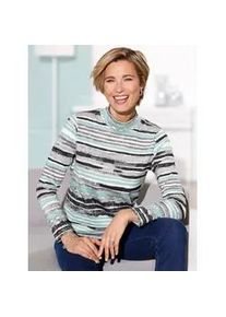 Stehkragenshirt Classic Basics "Stehkragen-Shirt", Damen, Gr. 38, gr&uuml;n (steingrau, salbei, bedruckt), 100% Baumwolle, bedruckt, gemustert, gestreift, mehrfarbig, Shirts Stehkragenshirt