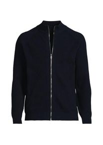 LANDS' END Feinstrick-Bomberjacke, Herren,  Blau, Baumwolle/Polyester, by Lands' End