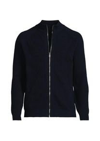 LANDS' END Feinstrick-Bomberjacke, Herren,  Blau, Baumwolle/Polyester, by Lands' End