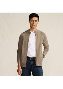 LANDS' END Feinstrick-Bomberjacke, Herren,  Wei&szlig;, Baumwolle/Polyester, by Lands' End