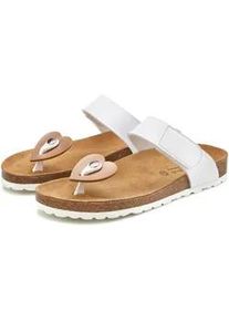 Pantolette Lascana "Mule, Sandale, offener Schuh, Sommerschuh, Zehentrenner", Damen, Gr. 36, wei&szlig;, Obermaterial: 100% Lederimitat. Decksohle: 100% Rindsleder. Futter: 100% Textilmaterial. Laufsohle: 100% Synthetik, leicht gl&auml;nzend, metallic, Schuhe Pantolette, mit Komfortkorkfu&szlig;bett aus Leder und 2 abnehmbaren Oberteilen