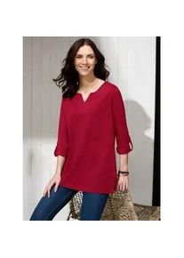 Longshirt Classic Basics "Longshirt", Damen, Gr. 52, rot (bordeaux), 100% Baumwolle, unifarben, Rundhals, Shirts Longshirt