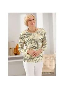 Classic Dog Rundhalsshirt CLASSIC "Shirt", Damen, Gr. 40, gr&uuml;n (schlamm, vanille, bedruckt), 92% Polyester, 8% Elasthan, gemustert, mehrfarbig, Rundhals, Shirts Rundhalsshirt