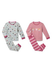 Tchibo - 2 Kinder-Pyjamas - Kinder - Gr. 98/104 - dunkelrosa