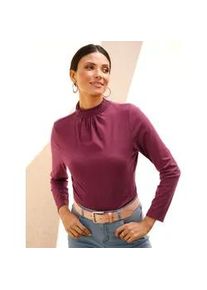 Stehkragenshirt Classic Basics "Stehkragen-Shirt", Damen, Gr. 44, rot (bordeaux), 100% Baumwolle, unifarben, Shirts Stehkragenshirt