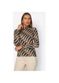 CR&Eacute;ATION L Rollkragenshirt CREATION L "Shirtrolli", Damen, Gr. 48, grau (graphit, camel, gemustert), 95% Viskose, 5% Elasthan, gemustert, Shirts