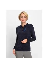 Classic Dog Polokragenpullover CLASSIC "Pullover", Damen, Gr. 38, blau (marine, meliert), 85% Polyacryl, 10% Polyester, 5% metallisierte Fasern, unifarben, Pullover
