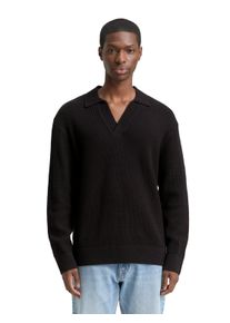 Polokragenpullover Tom Tailor Denim, Herren, Gr. XXL, schwarz, Strick, Obermaterial: 60% Baumwolle, 40% Polyacryl, unifarben, relaxed fit normal, ohne Ausschnitt, Rippb&uuml;ndchen, Pullover Polokragenpullover, mit Rippb&uuml;ndchen