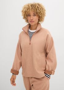bonprix Oversize Pullover in Wolloptik, braun, Gr.40/42 (M), Oversize-Pullover mit hohem Stehkragen und Kurzrei&szlig;verschluss. &Uuml;berschnitten Schultern und seitliche Eingriffstaschen.