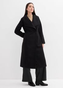 bonprix Mantel aus Wollimitat, schwarz, Gr.50, Mantel mit hochklappbarem Kragen