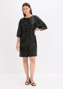 bonprix Oversized Paillettenkleid, schwarz, Gr.48/50 (XL), Modern und feminin: Oversized Minikleid mit Pailletten und Kimono-&Auml;rmel