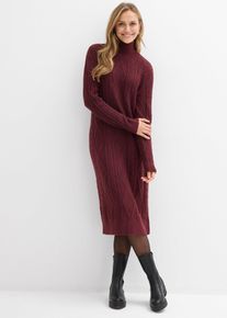 bonprix Strickkleid aus Zopfstrick, rot, Gr.40/42 (M), Langes Strickkleid in weiter Passform mit Zopfmuster. Mit hoch geschnittenem Kragen und &uuml;berschnittener Schulter.