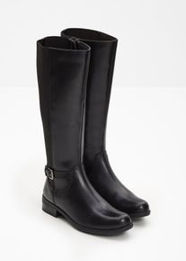 bonprix Stiefel aus Leder, schwarz, Gr.36, bequemer Stiefel aus Leder mit elastischen Eins&auml;tzen, aus Glattleder