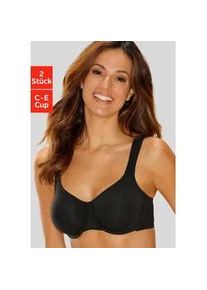 Minimizer-BH Petite Fleur, Damen, Gr. 95, Cup D, schwarz (schwarz, wei&szlig;), Jersey, Obermaterial: 93% Baumwolle, 7% Elasthan, BHs BH Minimizer-BH BH-Set B&uuml;gel-BH T-Shirt-BH, B&uuml;gel, Baumwoll-Qualit&auml;t, Packung
