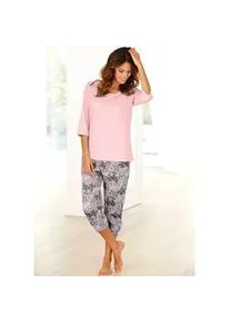 Capri-Pyjama Buffalo, Damen, Gr. 52/54, rosa, Single Jersey, Obermaterial: 100% Baumwolle, bequem 3/4-L&auml;nge, Rundhals, eingesetzt, Homewear-Sets, mit gemusterter Hose