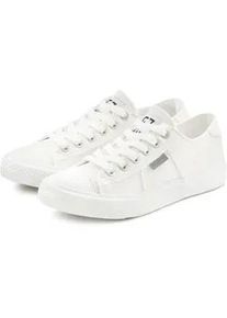 Sneaker ELBSAND "Schn&uuml;rschuh, Stoffschuhe, Textilschuhe, Turnschuh, Freizeitschuh", Damen, Gr. 41, wei&szlig;, Obermaterial: 100% Textilmaterial. Decksohle: 100% Textilmaterial. Futter: 100% Textilmaterial. Laufsohle: 100% Synthetik, unifarben, used, Schuhe Sneaker, Schn&uuml;rhalbschuh aus Textil in modernem Used-Look VEGAN