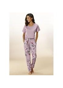 Pyjama Vivance DREAMS, Damen, Gr. 48/50, rosa (altrosa), Single Jersey, Obermaterial: 100% Baumwolle, gebl&uuml;mt, Basic, bequem lang, Rundhals, angeschnitten, Homewear-Sets Pyjama, mit Blumendruck
