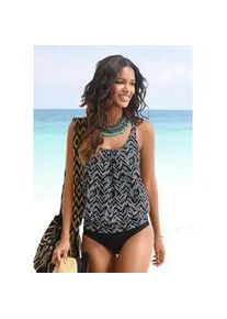 Oversize-Tankini Lascana, Damen, Gr. 36, N-Gr, schwarz (schwarz, bedruckt), Polyamid, bedruckt, Bikini-Sets, mit grafischem Print