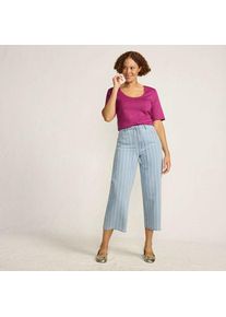 LANDS' END Gemusterte 7/8-Jeans mit weitem Bein High Waist, Damen, size: regular, Blau, by Lands' End