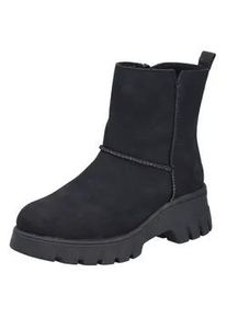 Winterboots Rieker, Damen, Gr. 38, schwarz, Nubuklederimitat, unifarben, Schuhe Winterboots, Plateauboots, Stiefelette, Profilsohle, mit Warmfutter