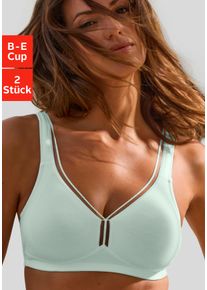 T-Shirt-BH Petite Fleur, Damen, Gr. 95, Cup C, gr&uuml;n (mint, wei&szlig;), Jersey, Obermaterial: 93% Baumwolle, 7% Elasthan, BHs T-Shirt-BH, ohne B&uuml;gel aus Baumwolle, Basic Dessous, Topseller