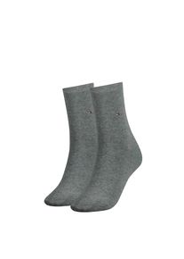 Socken Tommy Hilfiger "TH WOMEN SOCK CASUAL 2P", Damen, Gr. 35-38, grau (middle grau melange), Baumwollmischung, Elasthan, Polyamid, elastisch, Socken Socken, mit flacher Zehennaht, Topseller