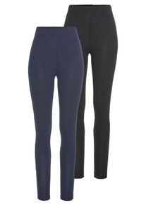 Boysen's Leggings BOYSEN'S, Damen, Gr. 52 (XXL), N-Gr, blau (marine, schwarz), Jersey, Obermaterial: 95% Baumwolle, 5% Elasthan. Obermaterial Melange: 57% Baumwolle, 38% Polyester, 5% Elasthan, unifarben, Basic, sehr figurbetont kn&ouml;chellang, Hosen Leggings, mit Baumwolle NEUE FARBE, Topseller