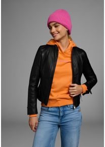 Lederjacke ALPENBLITZ "Athen", Damen, Gr. 46, schwarz, Obermaterial: 100% Lammnappaleder. Futter: 100% Polyester, unifarben, sehr figurbetont kurz, abgesteppte Kante mit Rei&szlig;verschluss, Jacken Lederjacke, aus weichem Lammnappaleder, figurbetonter Schnitt, kurz, Topseller