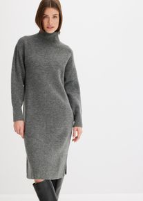 bonprix Strickkleid mit Schlitz, grau, Gr.36/38 (S), Sch&ouml;nes Strickkleid in Midi-L&auml;nge mit Rollkragen und Schlitz