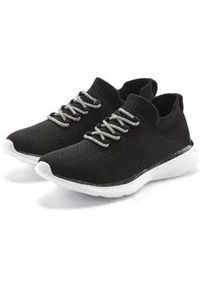 Sneaker Lascana, Damen, Gr. 44, schwarz, Obermaterial: 100% Textilmaterial. Decksohle: 100% Textilmaterial. Futter: 100% Textilmaterial. Laufsohle: 100% Synthetik, Glitzer, unifarben, Basic, Schuhe Sneaker, mit modischer Glitzerschn&uuml;rung VEGAN