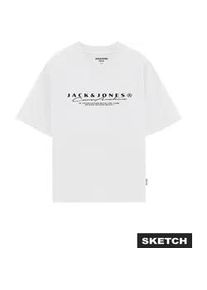 Jack & Jones T-Shirt JACK & JONES "JCOPOINT BRANDING TEE SS CREW NECK FST", Damen, Gr. M, hellwei&szlig;, Jersey, Obermaterial: 100% Baumwolle, bedruckt, regular fit, Rundhals, Shirts T-Shirt