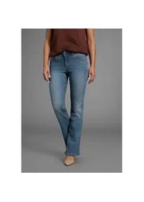 Bootcut-Jeans Arizona "Bund mit seitlichem Gummizugeinsatz", Damen, Gr. 22, K + L Gr, blau (blau used), Jeans, Obermaterial: 98% Baumwolle, 2% Elasthan, Basic, bootcut fit lang, Jeans, hohe Leibh&ouml;he, Bootcut, mit Stretch, klassischer 5-Pocket-Style, Topseller