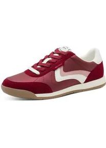 Sneaker Tamaris, Damen, Gr. 40, rot, Leder, Lederimitat, Textil, unifarben mit Farbeins&auml;tzen, Schuhe Sneaker, Freizeitschuh, Halbschuh, Schn&uuml;rschuh, weich gepolsterter Schaftrand