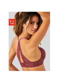 Schalen-BH Lascana "Premium Dessous", Damen, Gr. 70, Cup G, rosa (dusty, rose), Spitze, Obermaterial: 85% Polyamid (TACTEL), 15% Elasthan (LYCRA), BHs Schalen-BH, mit wundersch&ouml;nem Spitzenr&uuml;cken und Vorderverschluss, Dessous