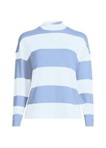 LANDS' END Baumwollshirt Maritim Gestreift mit langen &Auml;rmeln, Damen,  Blau, Baumwolle, by Lands' End