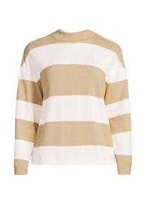 LANDS' END Baumwollshirt Maritim Gestreift mit langen &Auml;rmeln, Damen,  Beige, Baumwolle, by Lands' End