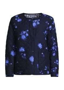 LANDS' END Kragenlose FEATHERFREE Wende-Steppjacke Gemustert, Damen,  Blau, Polyester, by Lands' End