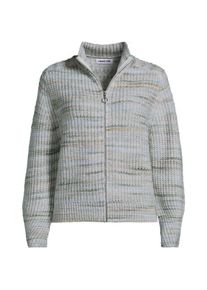 LANDS' END Strick-Cardigan mit Rei&szlig;verschluss, Damen,  Gr&uuml;n, Wolle/Polyester/Nylon, by Lands' End