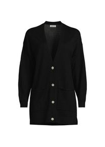 LANDS' END Merino-Cardigan mit Strasskn&ouml;pfen, Damen,  Schwarz, Wolle, by Lands' End