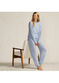 LANDS' END Silky Knit Lounge-Set, Damen,  Blau, Polyester/Viskose/Polyester-Mischung, by Lands' End