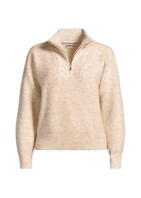 LANDS' END Flauschiger Troyer-Pullover, Damen,  Wei&szlig;, Elasthan/Polyester-Mischung/Nylon-Mischung, by Lands' End