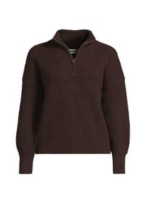 LANDS' END Flauschiger Troyer-Pullover, Damen,  Braun, Elasthan/Polyester-Mischung/Nylon-Mischung, by Lands' End
