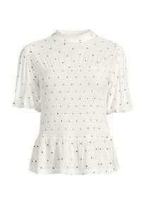 LANDS' END Silk Knit Smok-Shirt mit kurzen &Auml;rmeln, Damen,  Wei&szlig;, Polyester-Mischung, by Lands' End